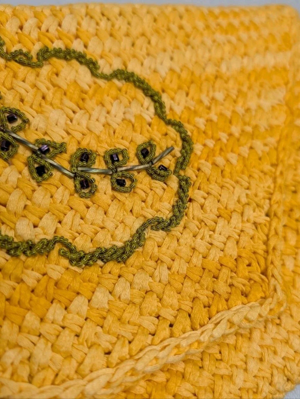 Handmade Crochet Clutch Purse Beaded Boho Chic 70s Glam #3050